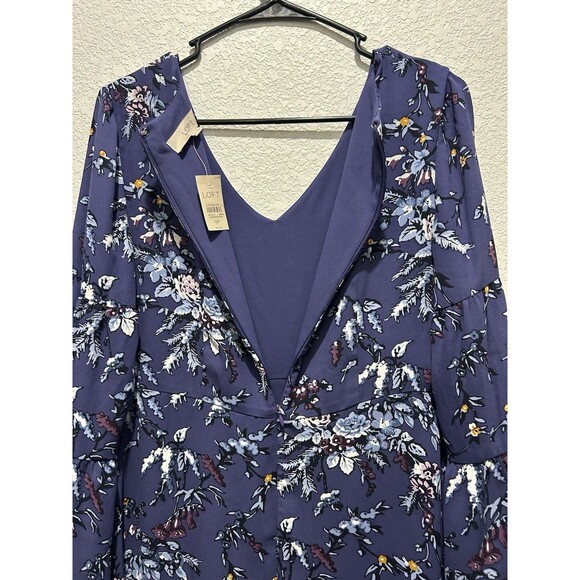 Ann Taylor Loft Purple Frosted Branch Floral V-Neck Bell Sleeve Dress Womens 6P - Picture 9 of 9